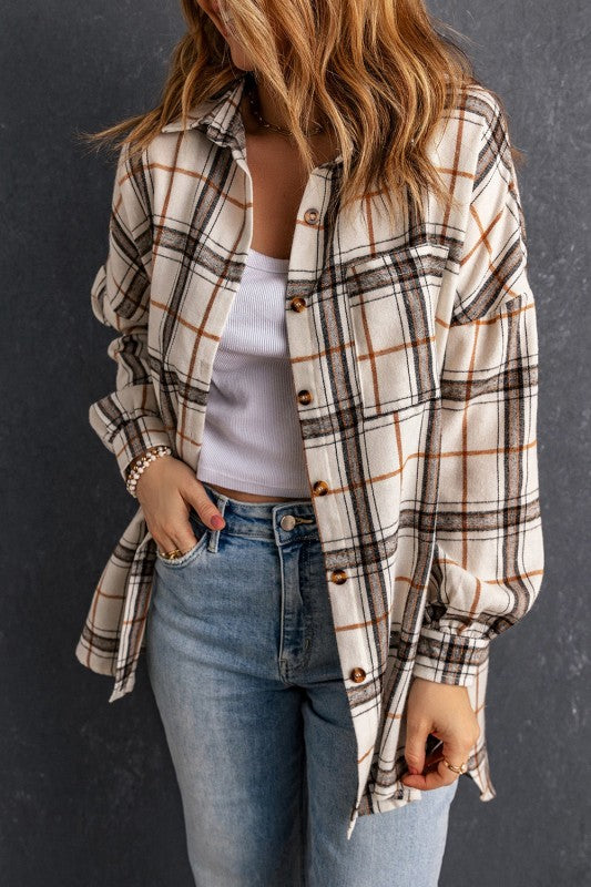 Plaid Side Slit Oversized Shacket