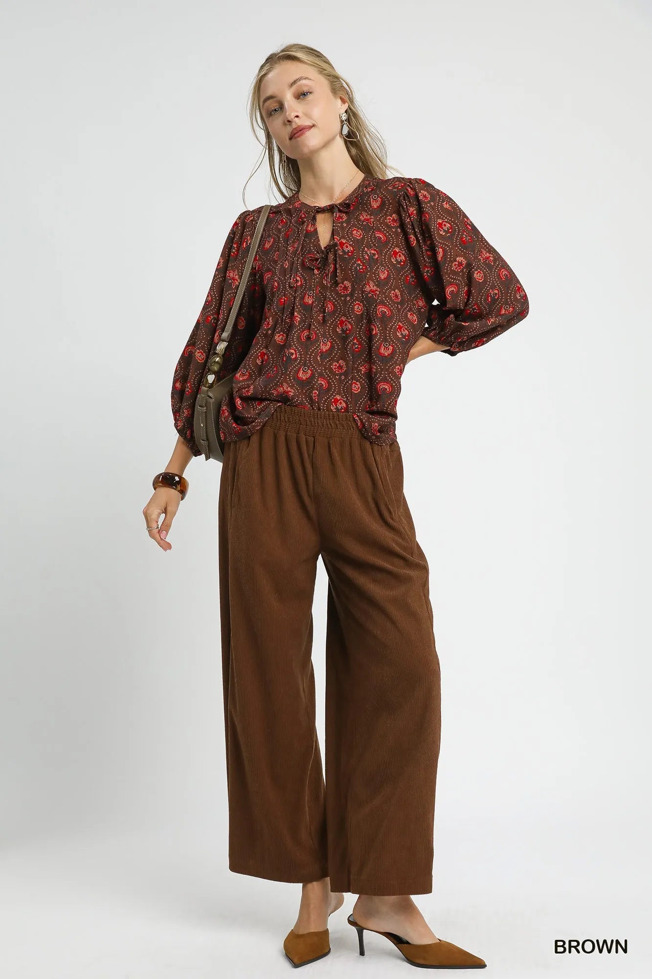 Umgee Wide-Leg Corduroy Pants
