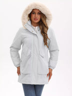 Full Size Fur Hooded Warm Winter Parka Outerwear Plus Size