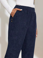 Corduroy Elastic Waist Cropped Pants