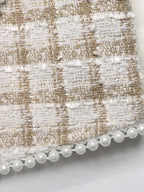 Pearl Trim Button Up Tweed Outerwear