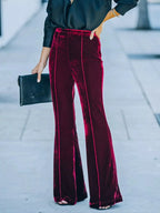 High-Waisted Wide Leg Velvet Pants