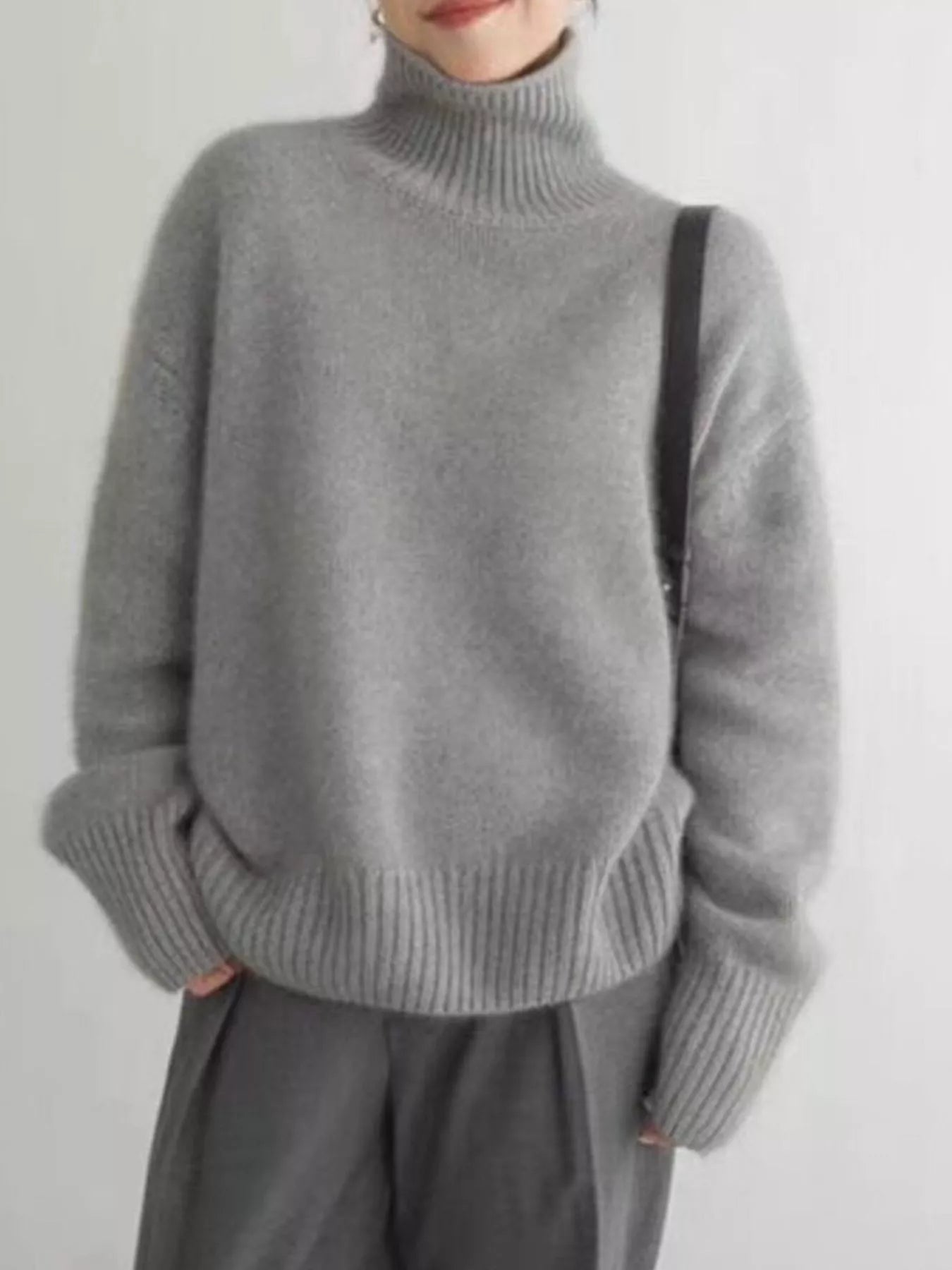 Turtleneck Dropped Shoulder Sweater
