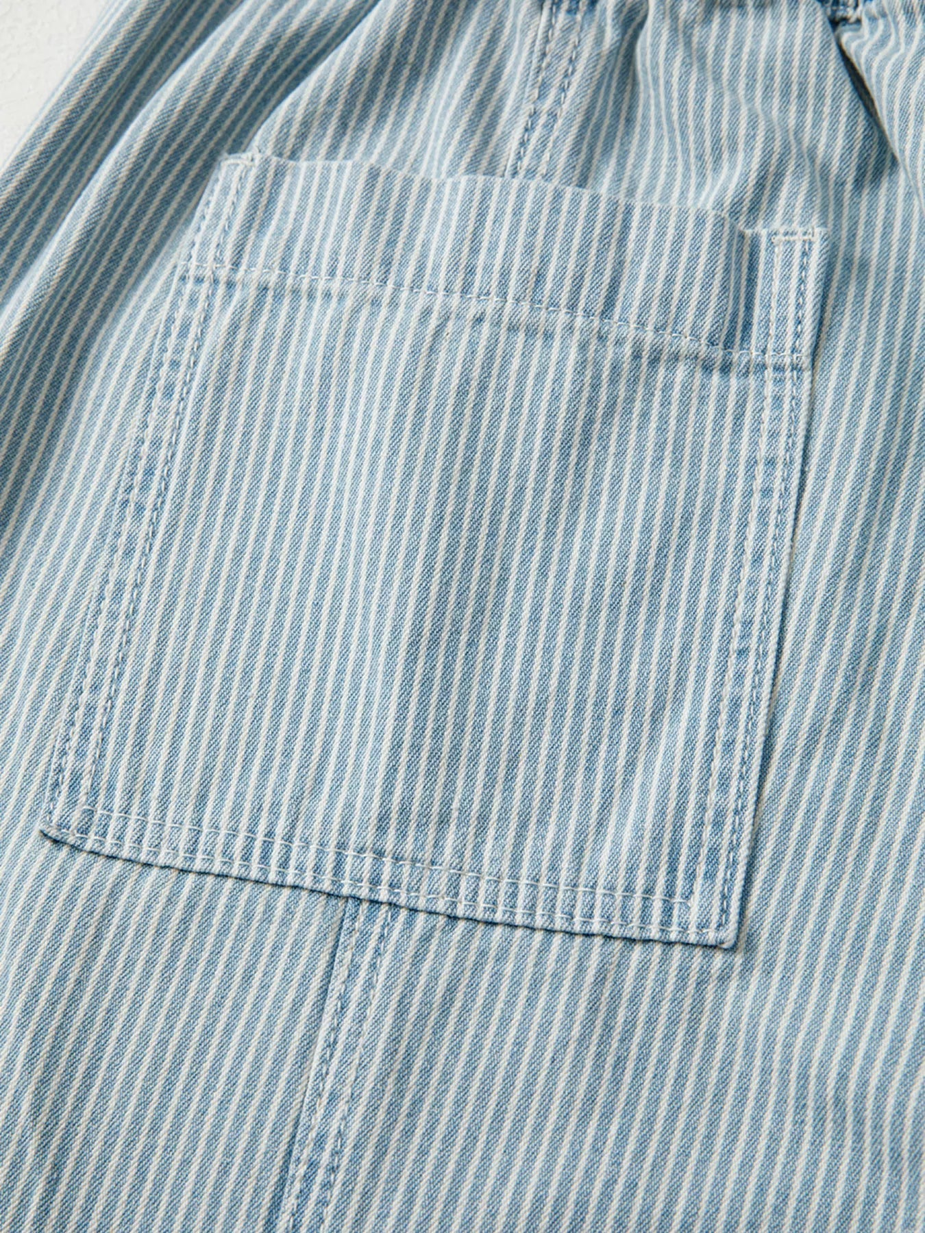 Stripe Mid Rise Drawstring Waist Jeans