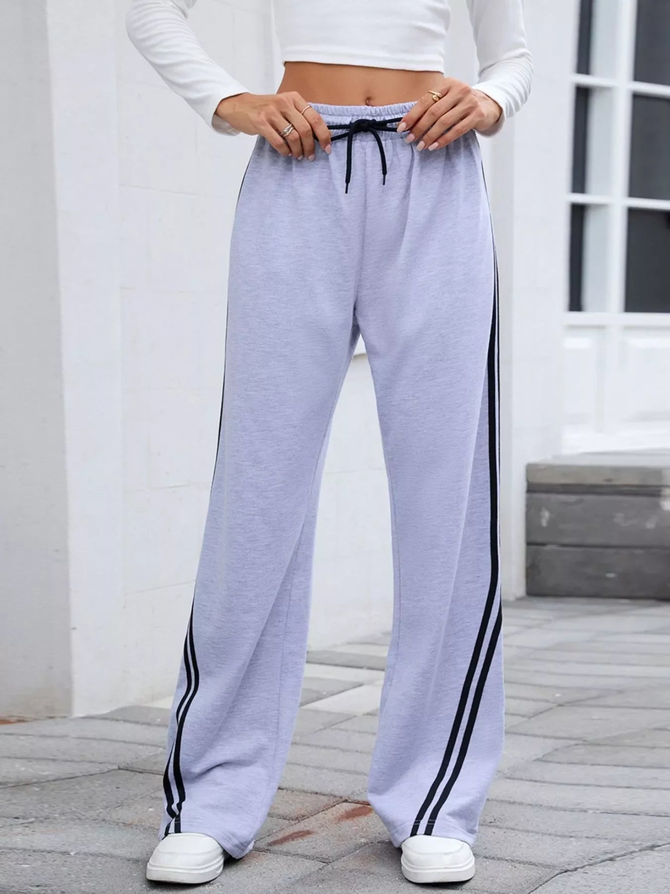 Side Striped Wide Leg Pants