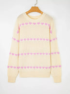 Heart Pattern Valentine Ribbed Knit Sweater