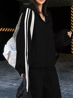 Side Striped Zip Up Hoodie and Pants Set