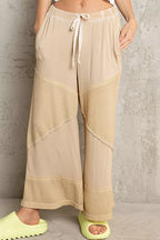 POL Elastic Waistband Wide Leg Pants with Drawstring