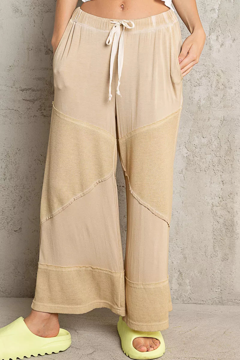 POL Elastic Waistband Wide Leg Pants with Drawstring