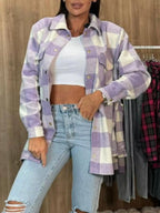 Plaid Button-Down Long Sleeve Shacket