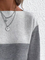 Color Block Long Sleeve Sweater