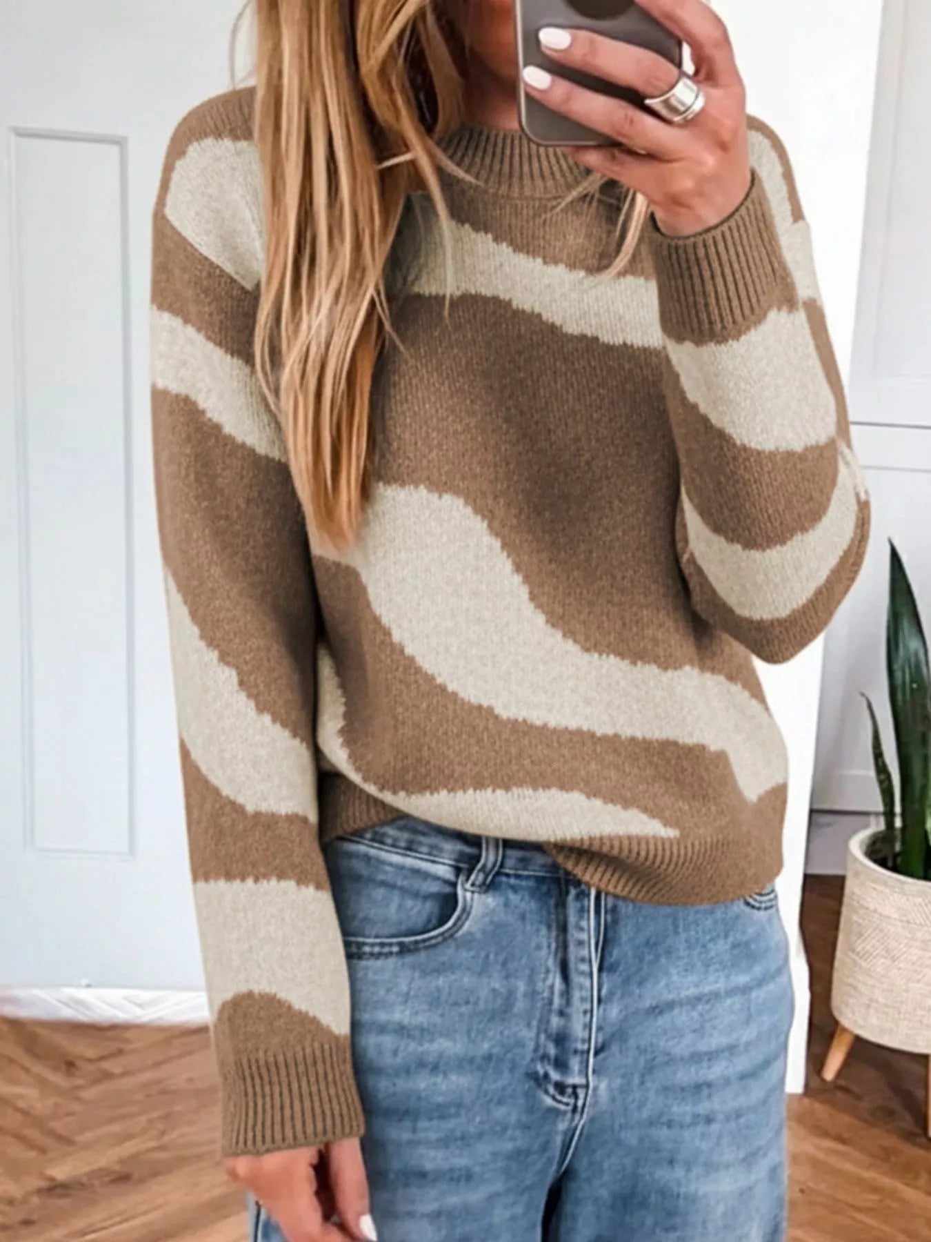 Contrast Long Sleeve Sweater