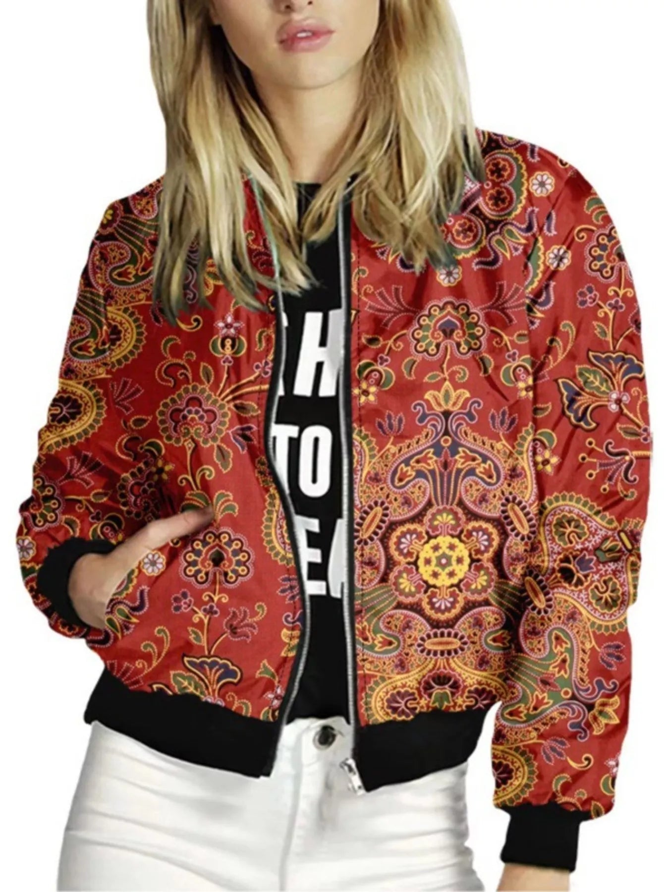 Zip Up Printed Jacket