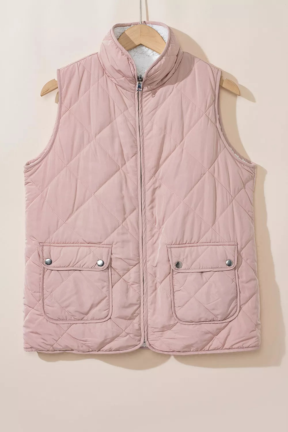 Quilted Sherpa-Lined Vest Coat