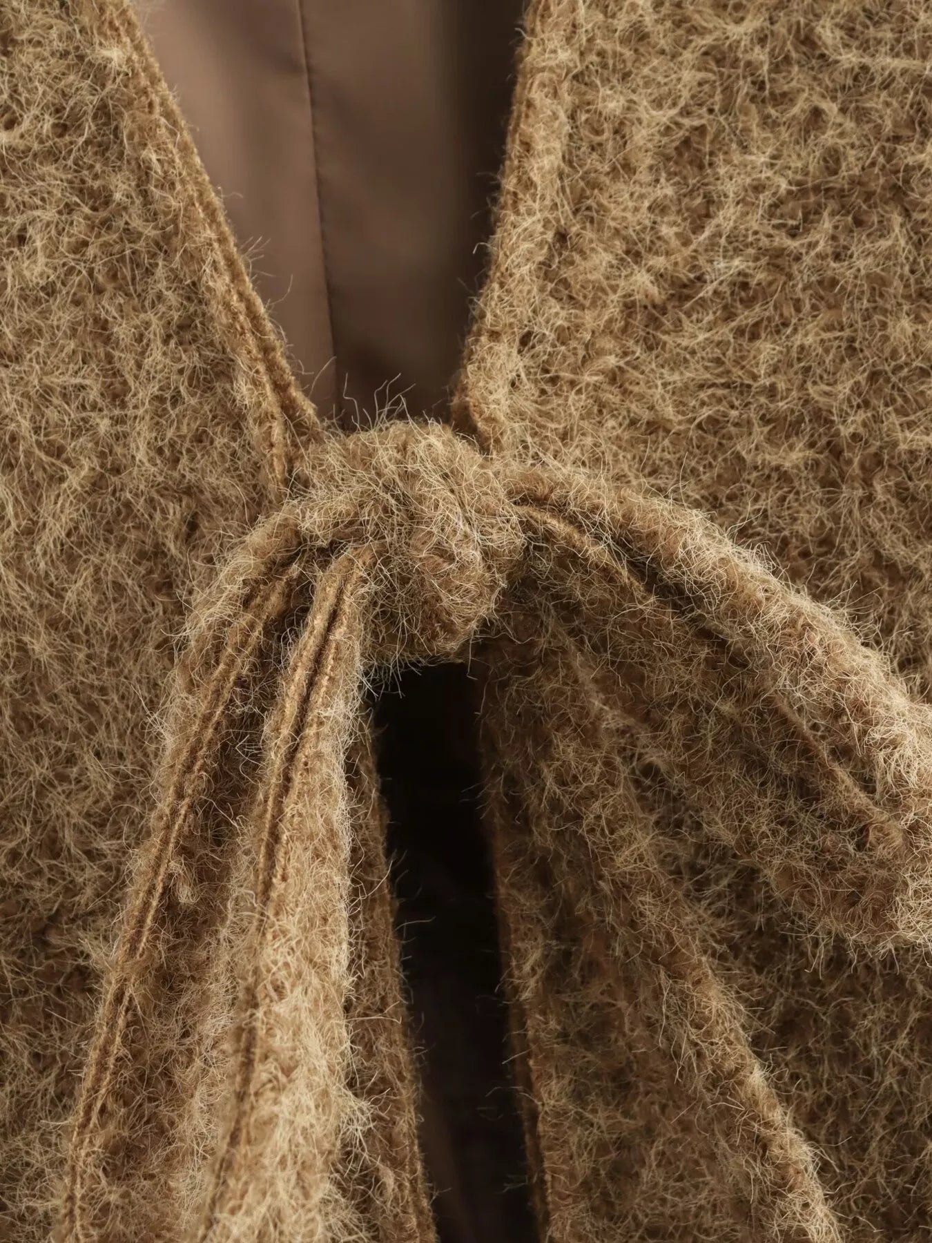 Textured Knit Tie-Front Outerwear