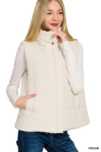 Zenana High Neck Zip-Up Vest Coat