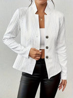 Textured Knit Button-Front Blazer
