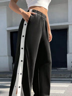 Two-Tone Side Snap Wide Leg Pants
