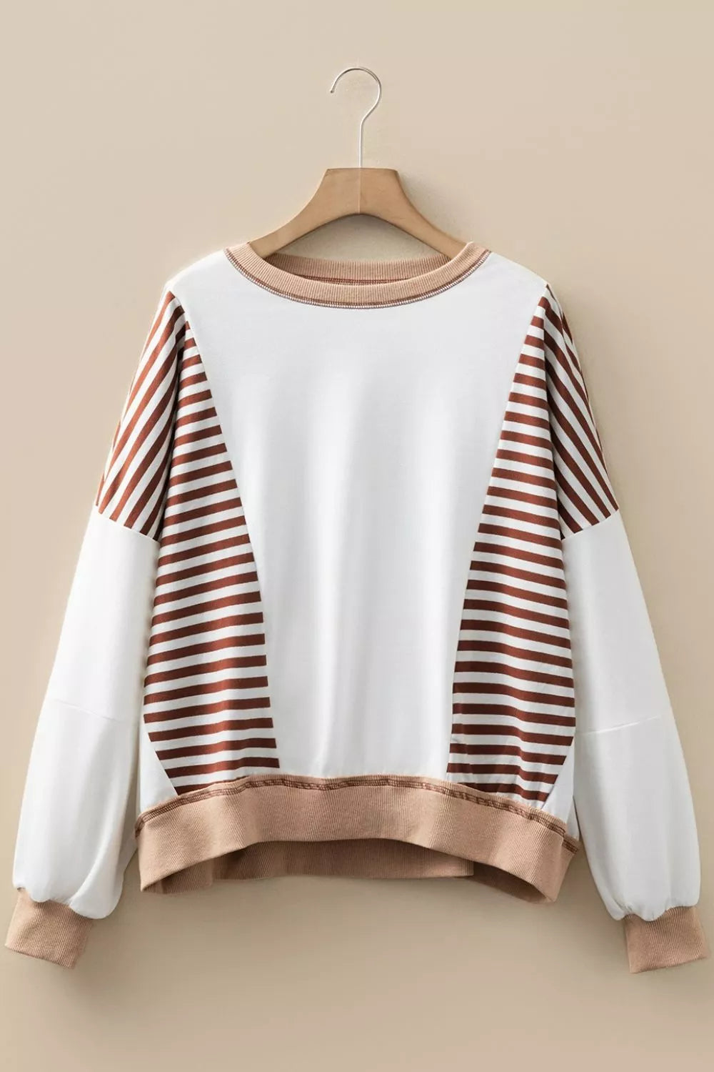 Stripe Colorblock Patchwork Contrast Stitching Sweatshirt