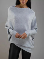 Boat Neck Long Sleeve Sweater