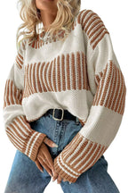 Striped Knit Long Sleeve Sweater