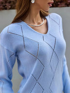 Openwork V-Neck Sweater