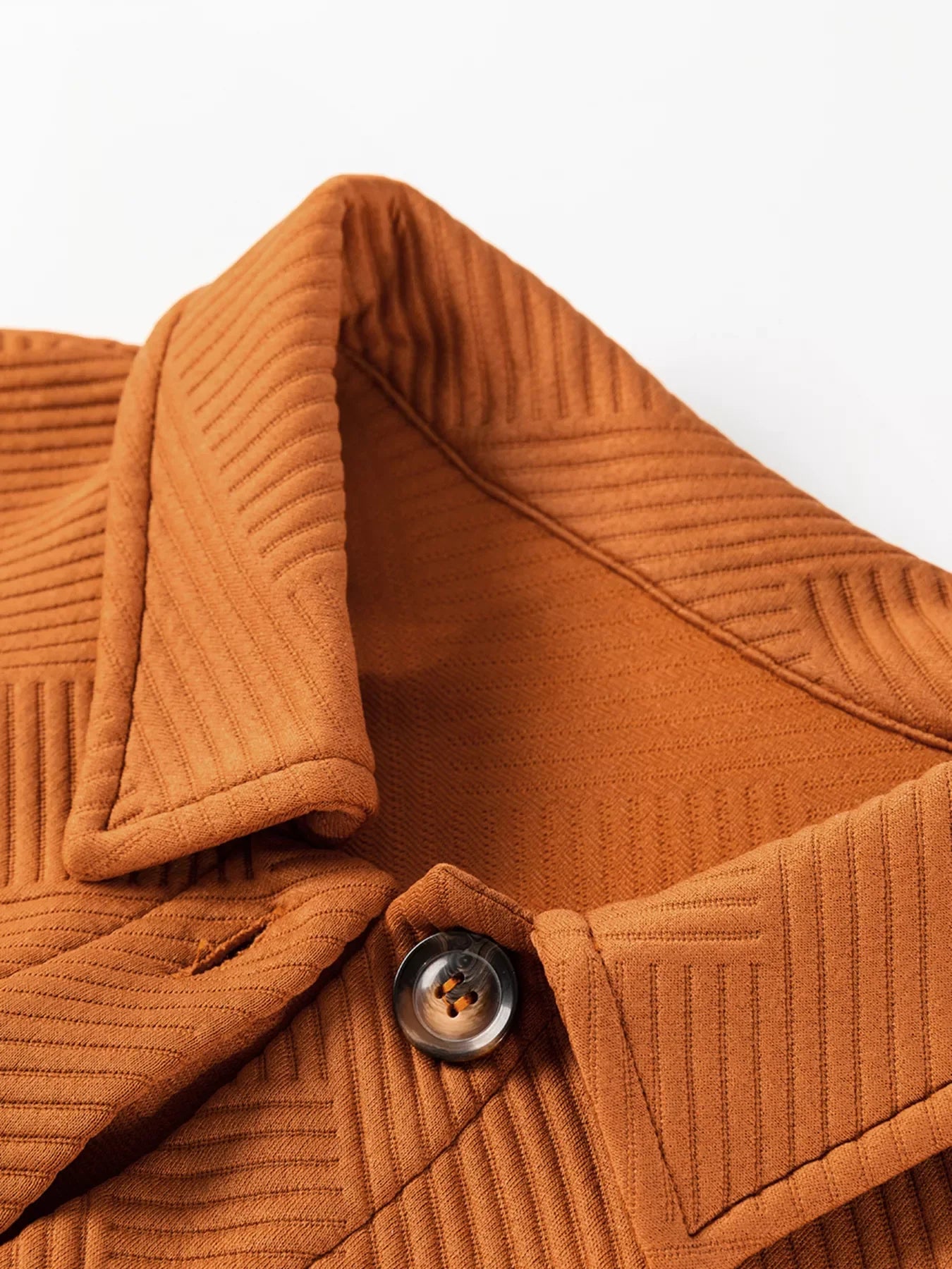 Textured Collared Drop Shoulder Buttoned Front Coat