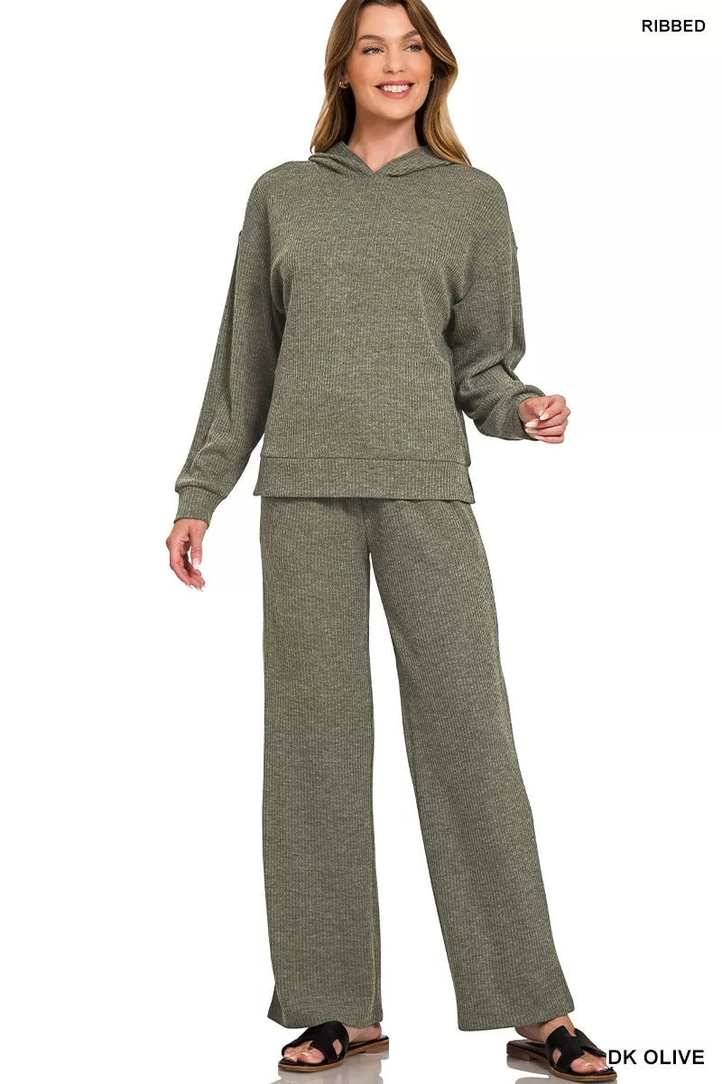 Zenana Ribbed Drawstring Lounge Pants