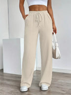 Texture Wide Leg Pants