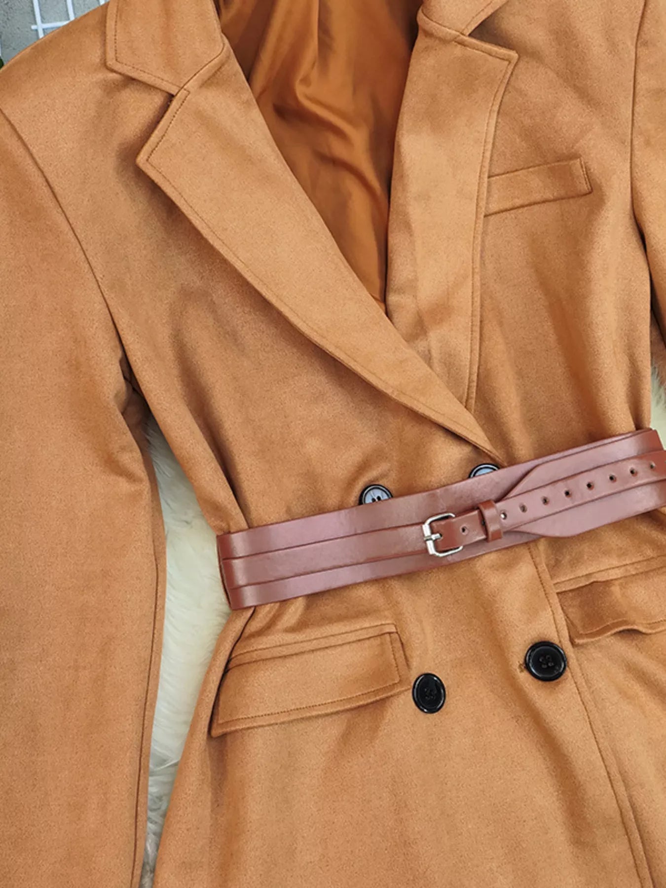 Double-Breasted Lapel Collar Blazer