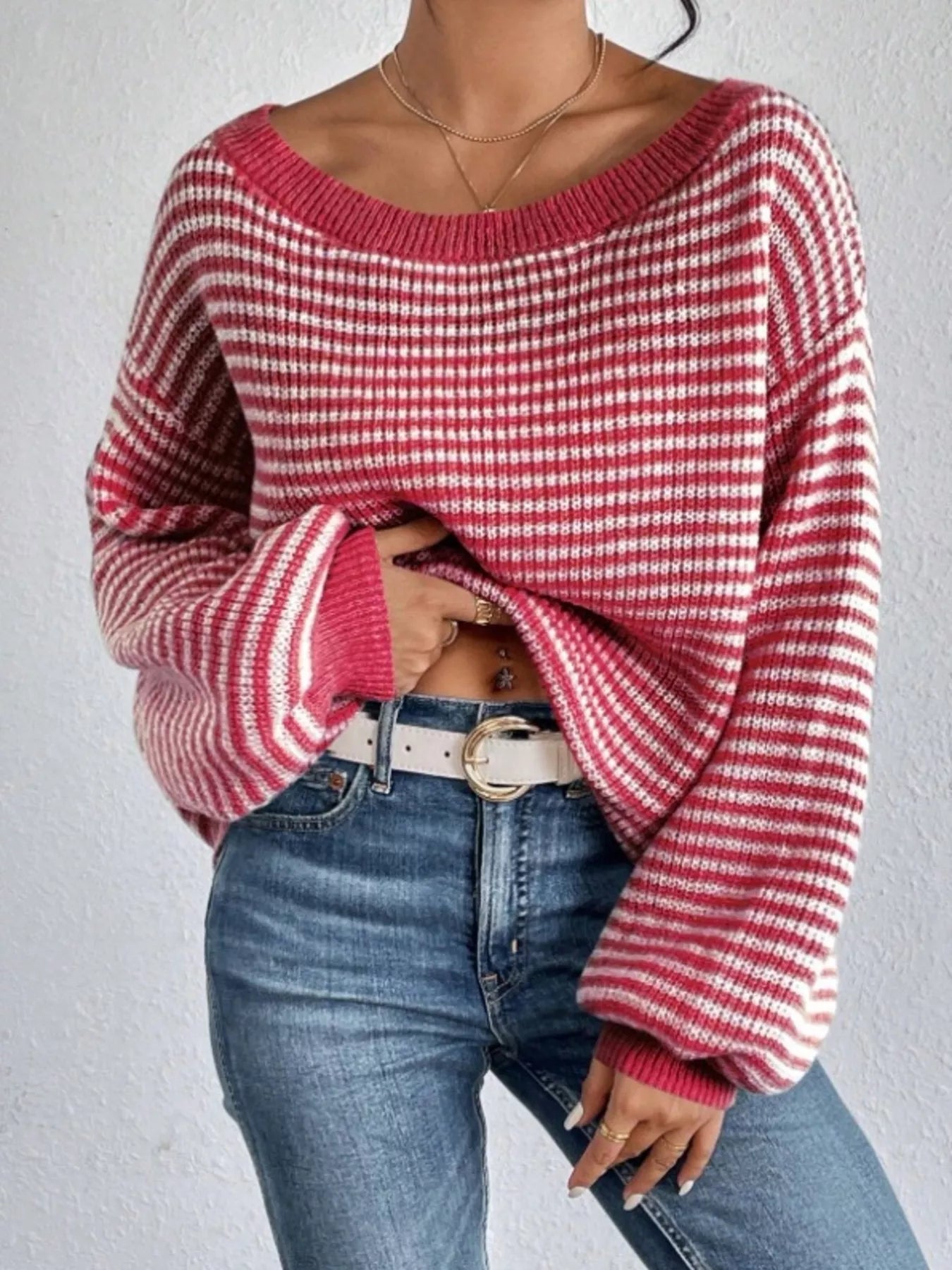 Striped Boat Neck Sweater