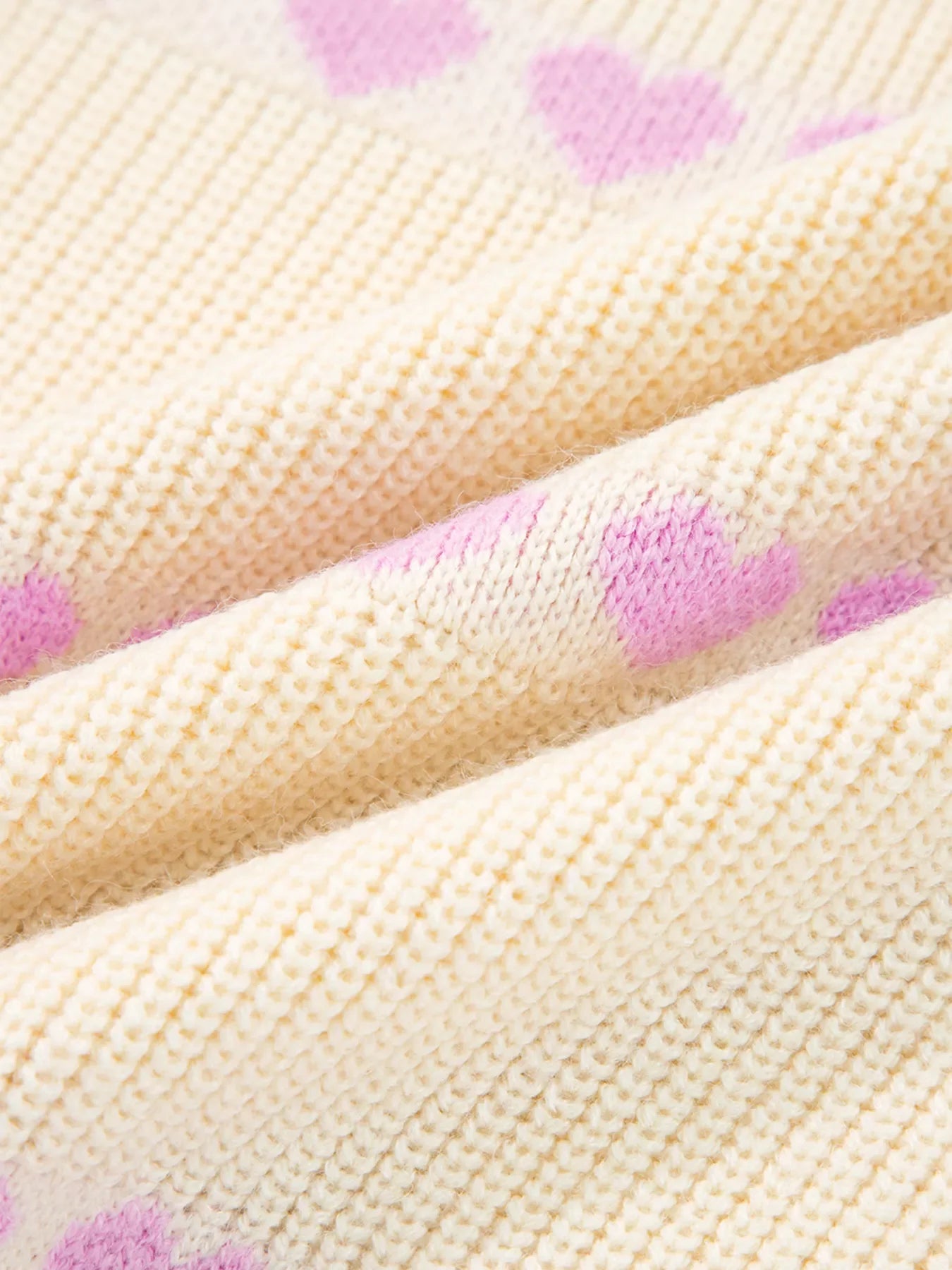 Heart Pattern Valentine Ribbed Knit Sweater