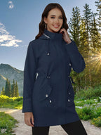 Drawstring Snap-Down Trench Coat