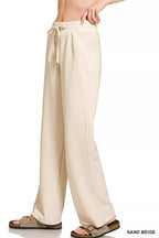Zenana Scuba Drawstring Wide Leg Pants