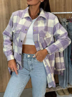 Plaid Button-Down Long Sleeve Shacket