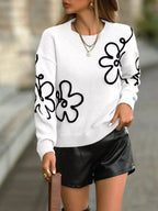 Flower Dropped Shoulder Sweater