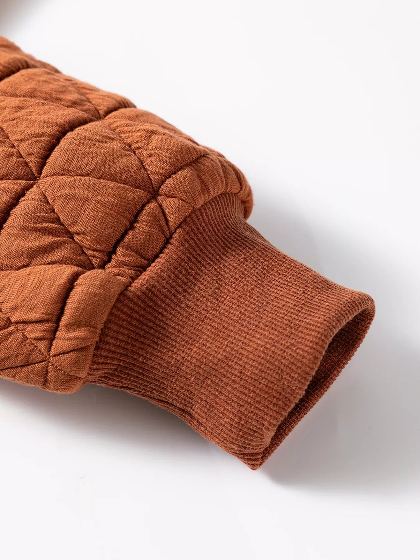 Geometric Quilted Half Zipped Loose Sweatshirt