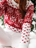 Snowflake Pattern Long Sleeve Sweater