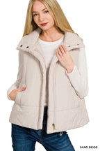 Zenana High Neck Zip-Up Vest Coat