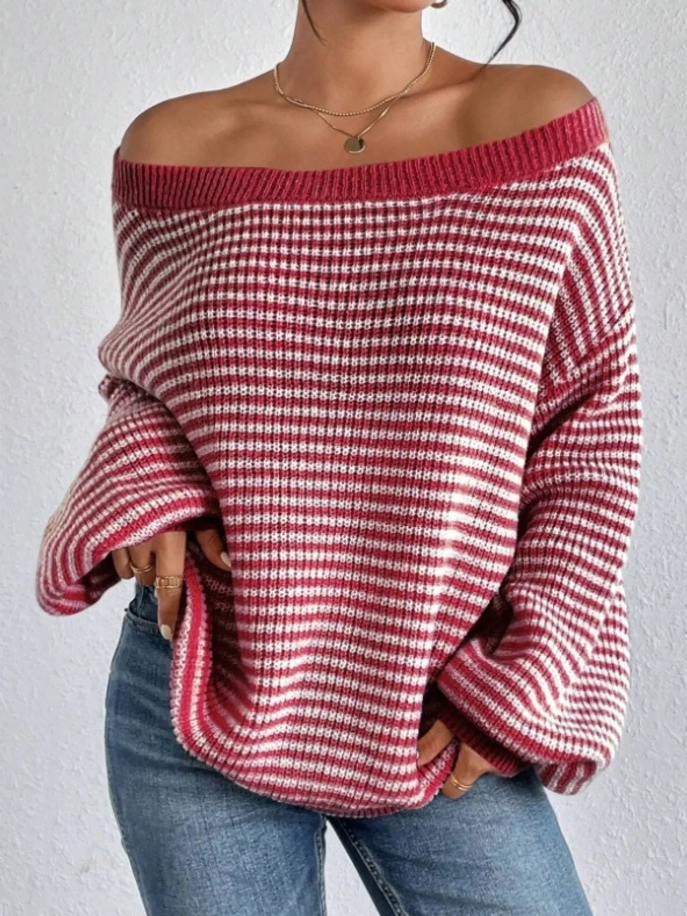 Striped Boat Neck Sweater