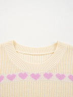 Heart Pattern Valentine Ribbed Knit Sweater
