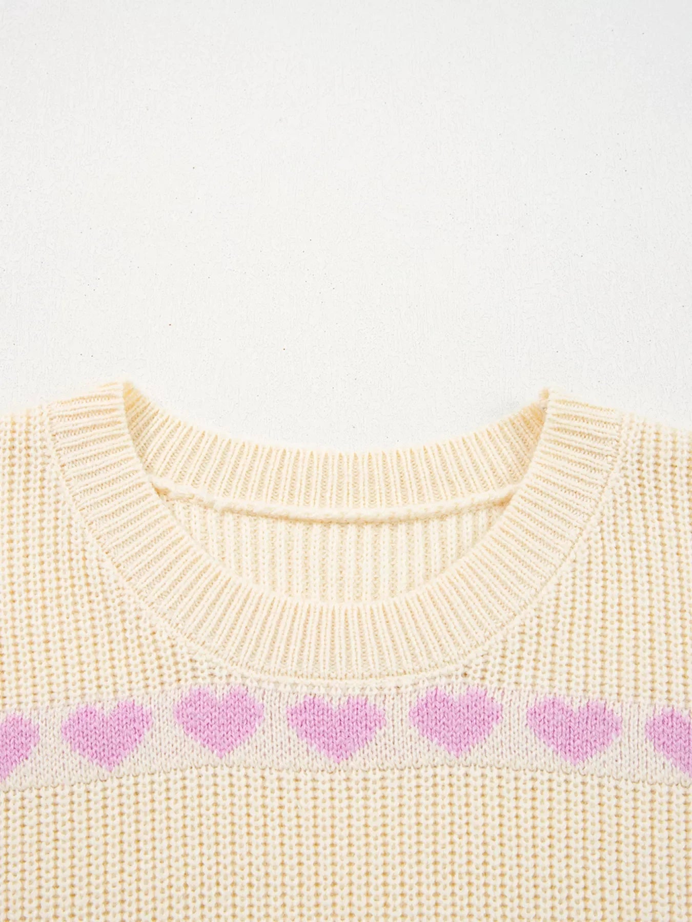 Heart Pattern Valentine Ribbed Knit Sweater