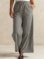 Gingham Print Wide Leg Casual Pants