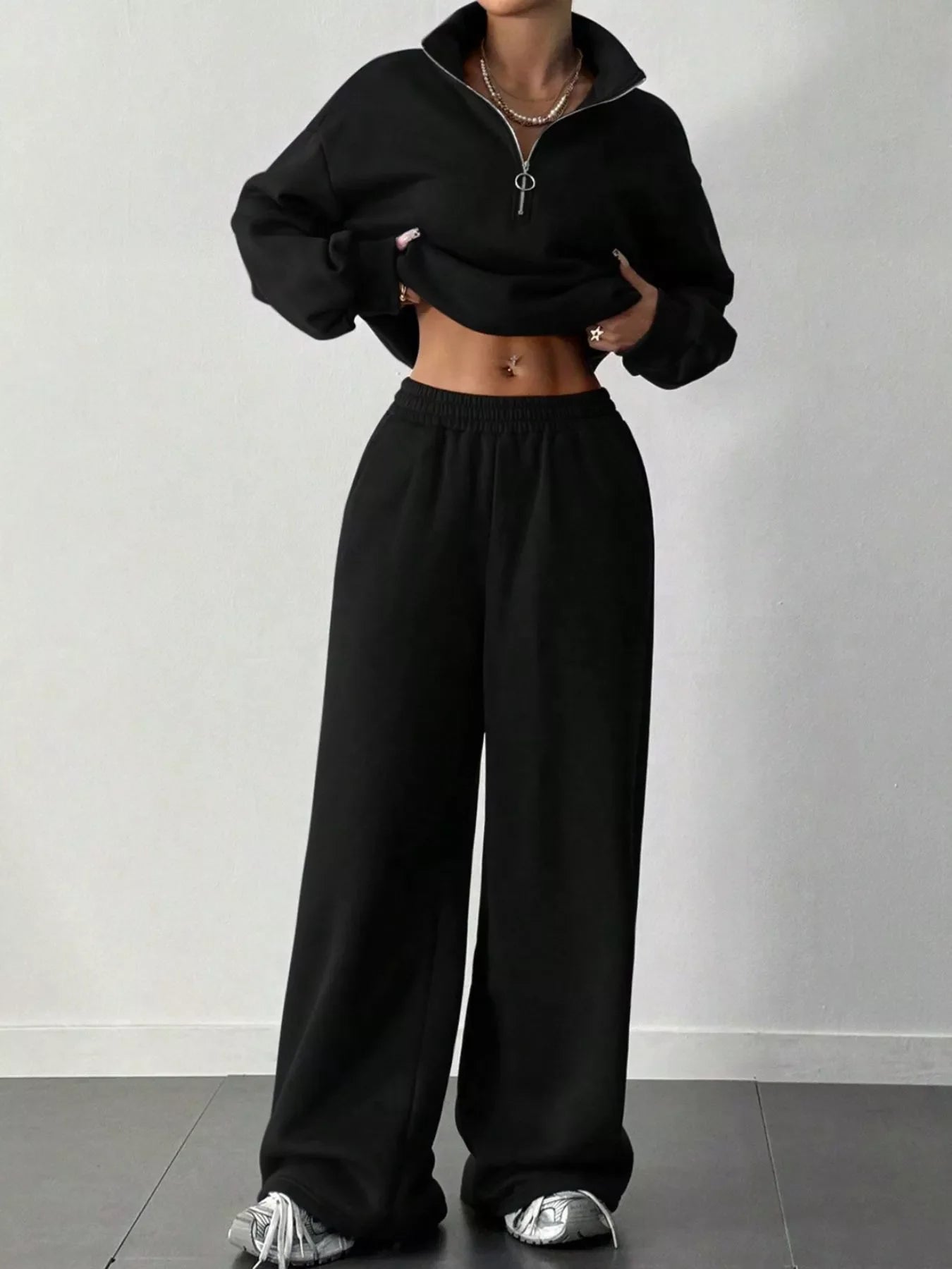 Half-Zip Long Sleeve Sweatshirt and Pants Set