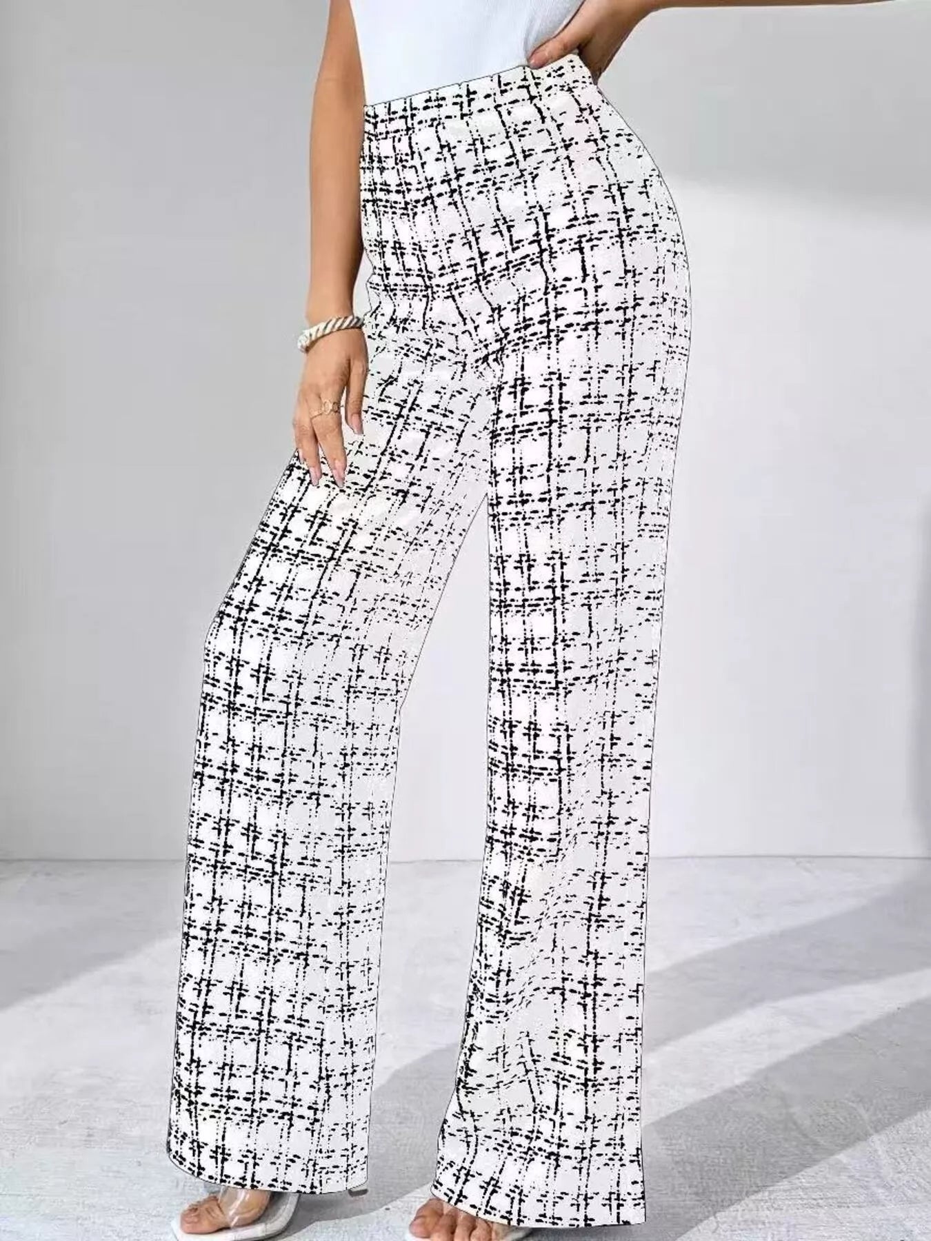 Plaid Wide Leg Pants