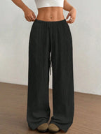Wide Leg Drawstring Casual Pants