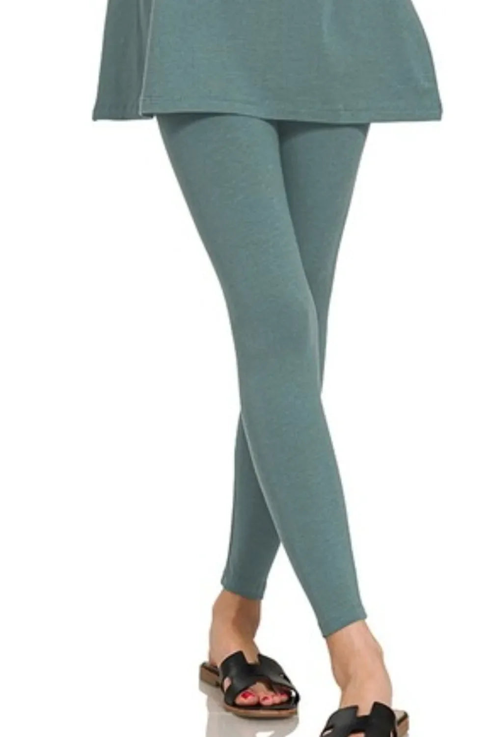 Zenana Cotton Round Neck Top & Legging Set