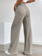 Texture Wide Leg Pants