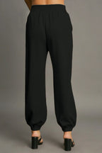 Umgee Drawstring Jogger Pants with Front Seam Detail