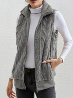 Full Size Cozy Faux Fur Zip-Up Vest Coat Plus Size